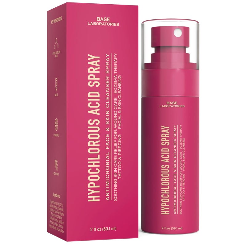 BASE LABORATORIES Hypochlorous Acid Spray for Face & Skin - Travel Size - Facial Toner Spray & Cleaner - Skin Repair Solution helps reduce redness, Irritations, acne - HOCL Molecule Spray 2oz - Image 1